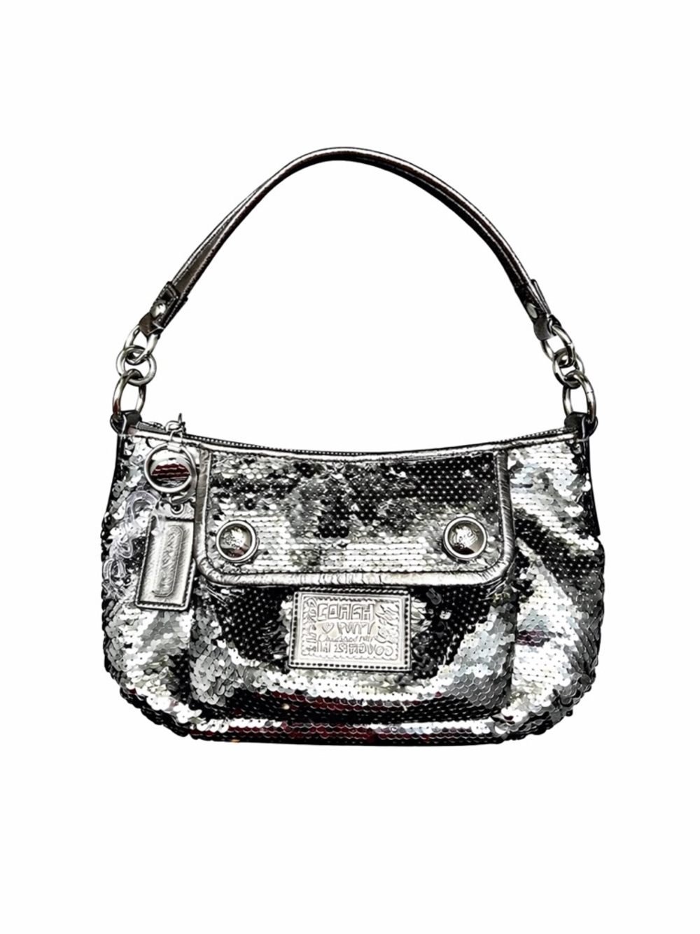 Coach Poppy Sequin Spotlight Mini Shoulder Bag - Gunmetal